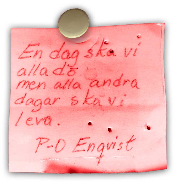 En dag ska vi alla dö, men alla andra dagar ska vi leva. P-O Enqvist